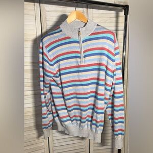 Peter Millar Crown Soft Striped Quarter-Zip Sweater - Pima Cotton Silk Cashmere